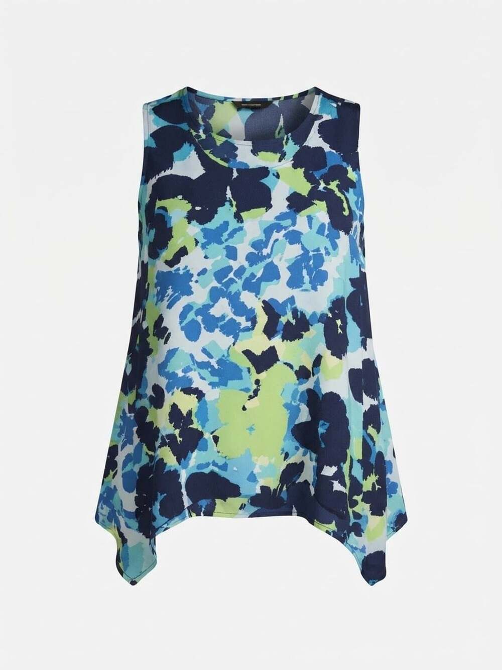 New York & Company Floral Handkerchief Tank Top M Blue